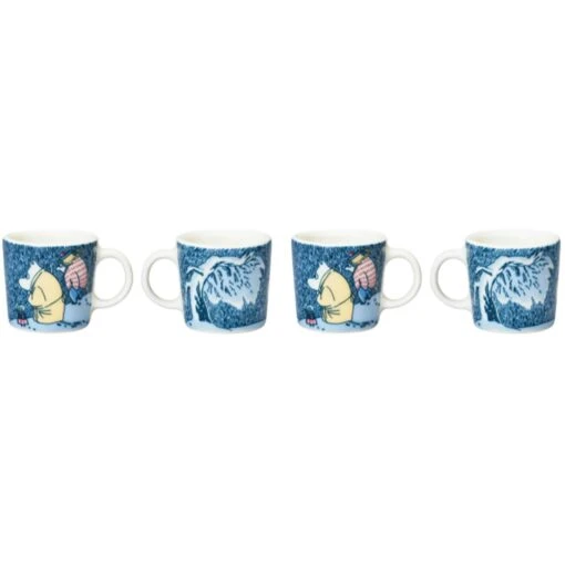 Arabia Set Mit Mini-Bechern 4-er Set Månsken I Snön -Dekoration Verkauf arabia moomin mini mugs 4 pcs snow moonlight 0