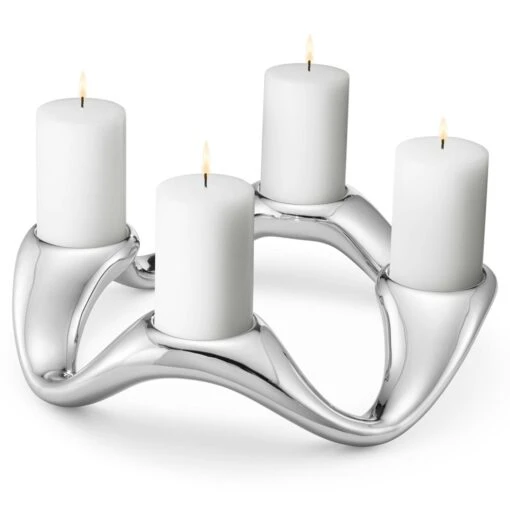 Georg Jensen Cobra 4 Kerzenständer Für Stumpenkerzen, Edelstahl -Dekoration Verkauf georg jensen cobra 4 kerzenstander fur stumpenkerzen edelstahl 0