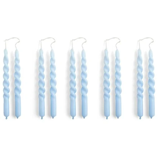 Hay Mini Swirl Kerze 10-er Set, Hellblau -Dekoration Verkauf hay mini swirl candle set of 10 light blue 0