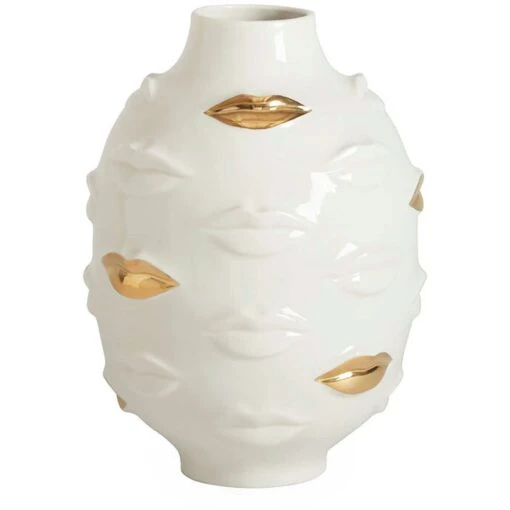 Jonathan Adler Gilded Muse Gala Round Vase, White / Gold -Dekoration Verkauf jonathan adler gilded muse gala round vase white gold 0