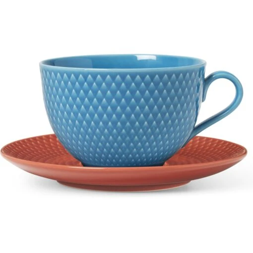 Lyngby Porcelæn Rhombe-Teetasse Blau/Terracotta, 39 Cl -Dekoration Verkauf lyngby porceln rhombe teetasse wei 39 cl 9