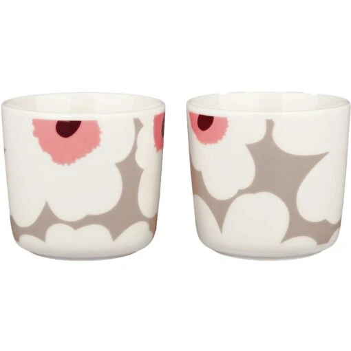 Marimekko Oiva/Unikko Tassen Ohne Griff 20 Cl 2-er Set, Weiß / Puder / Clay / Dark Wine -Dekoration Verkauf marimekko unikko 6