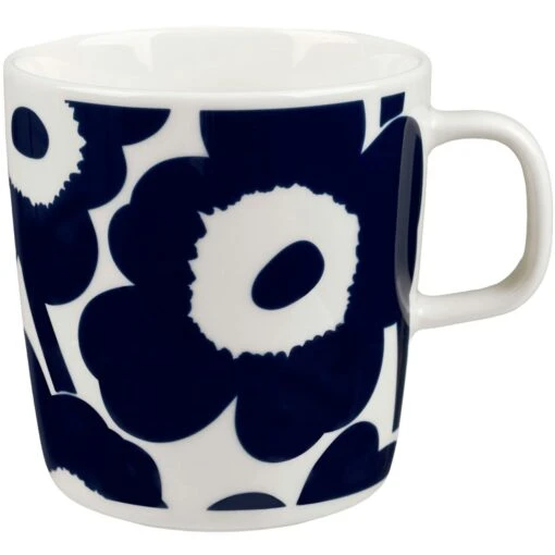 Marimekko Oiva/Unikko Tasse 40 Cl, Dunkelblau/Weiß -Dekoration Verkauf marimekko unikko mug 4 dl 0