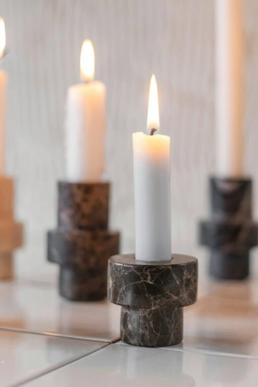 Mette Ditmer Marble Kerzenhalter Klein, Braun -Dekoration Verkauf mette ditmer marble candleholder small 55xh5 cm sand 10