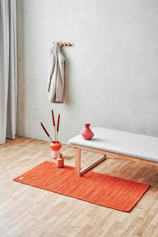 Cotton Teppich Solar Orange, 75x200 Cm -Dekoration Verkauf rug solid baumwollmatte solar orange 1