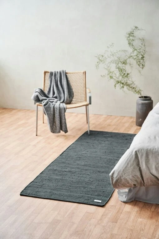 Cotton Teppich Steel Grey, 75x200 Cm -Dekoration Verkauf rug solid baumwollmatte stahlgrau 1