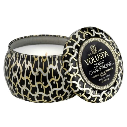 Voluspa Maison Mini Tin Duftkerze, Crisp Champagne -Dekoration Verkauf voluspa maison mini tin duftkerze crisp champagne 0