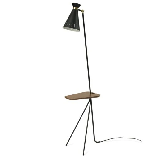 Warm Nordic Cone Floor Lamp With Table, Black Noir -Dekoration Verkauf warm nordic cone floor lamp with table 4